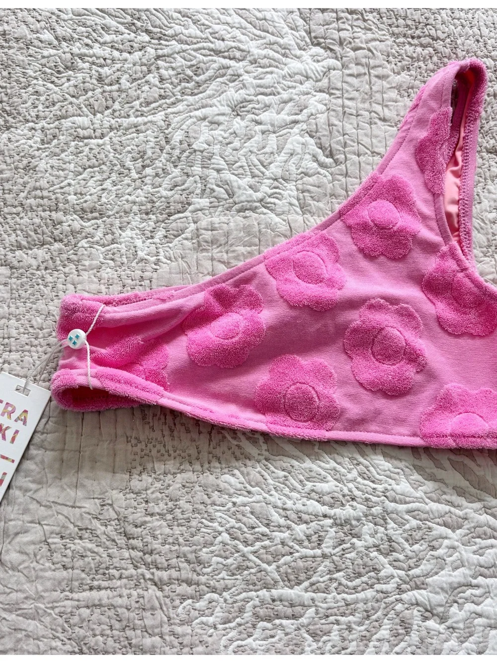 NWT Frankie’s Bikinis Terry One Shoulder Bikini Top